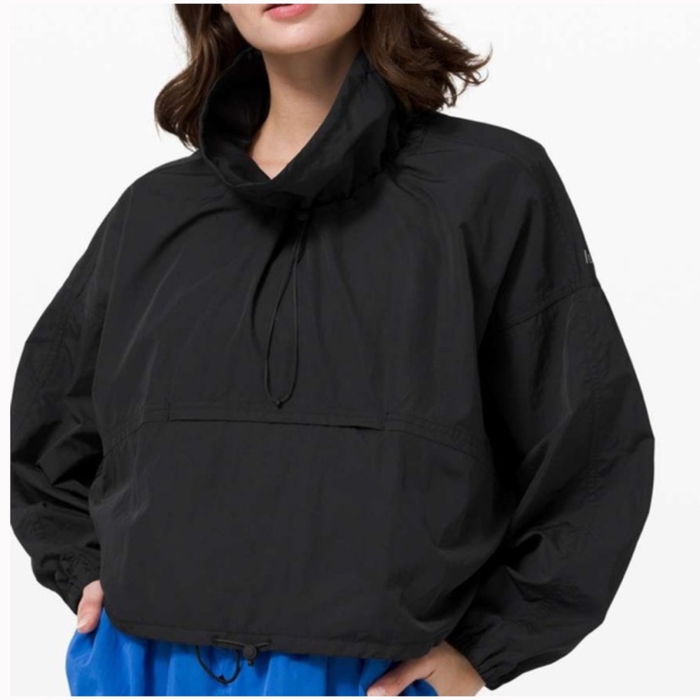 Lululemon Black Break the Mold Pullover Crop Cinchable Oversized Size XS/S